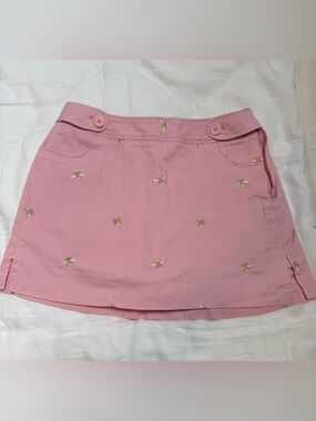 Larry Levine Pink Mini Skirt with Bee Embroidery; Size 14